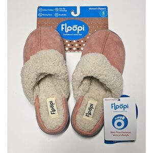 Floopi Pink Suede Faux Fur Clog Slippers Small 5-6